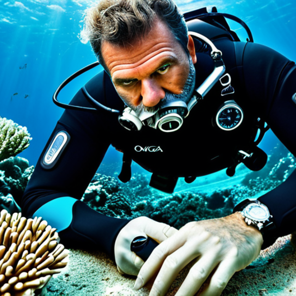 최고의 다이버 시계 TOP 10 - Omega Seamaster Ploprof**
"A professional diver, fully clothed in a modern dive suit, examining an ...