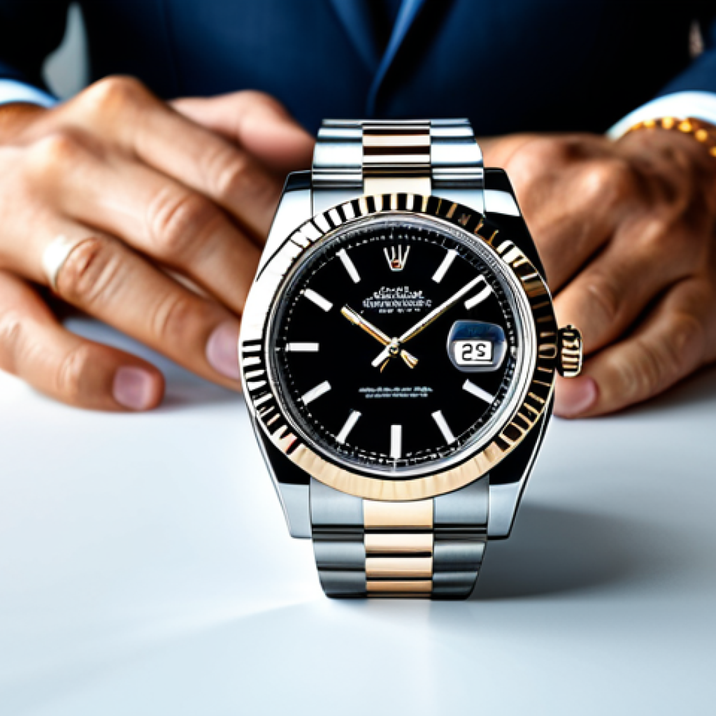 롤렉스 데이저스트와 오이스터 퍼페츄얼 - Rolex Datejust - Classic Elegance**
"A professional wearing a Rolex Datejust watch, fully clothed i...