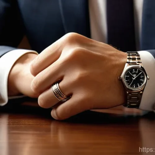 Home 22 하이엔드 메탈 시계 스트랩 비교 - A close-up shot of a sophisticated, high-end automatic watch with a finely crafted stainless steel m...